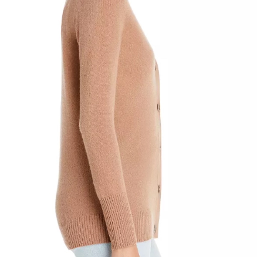 C by Designer Brand V Neck Cashmere Grandfather Cardigan Camel Size S 21241 - Picture 5 of 6